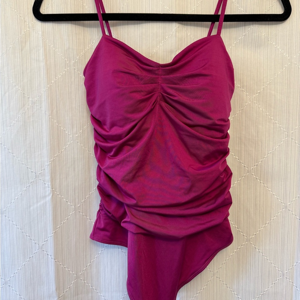 Ruched Pink Spaghetti Strap Top